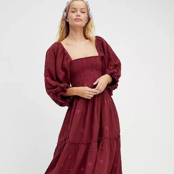 Free People | Dresses | Free People Dahlia Embroidered Maxi Dress Gauzy Smocked Puff Sleeves Xs New | Poshmark Free People | Dresses | Free People Dahlia Embroidered Maxi Dress Gauzy Smocked Puff Sleeves Xs New | Poshmark
